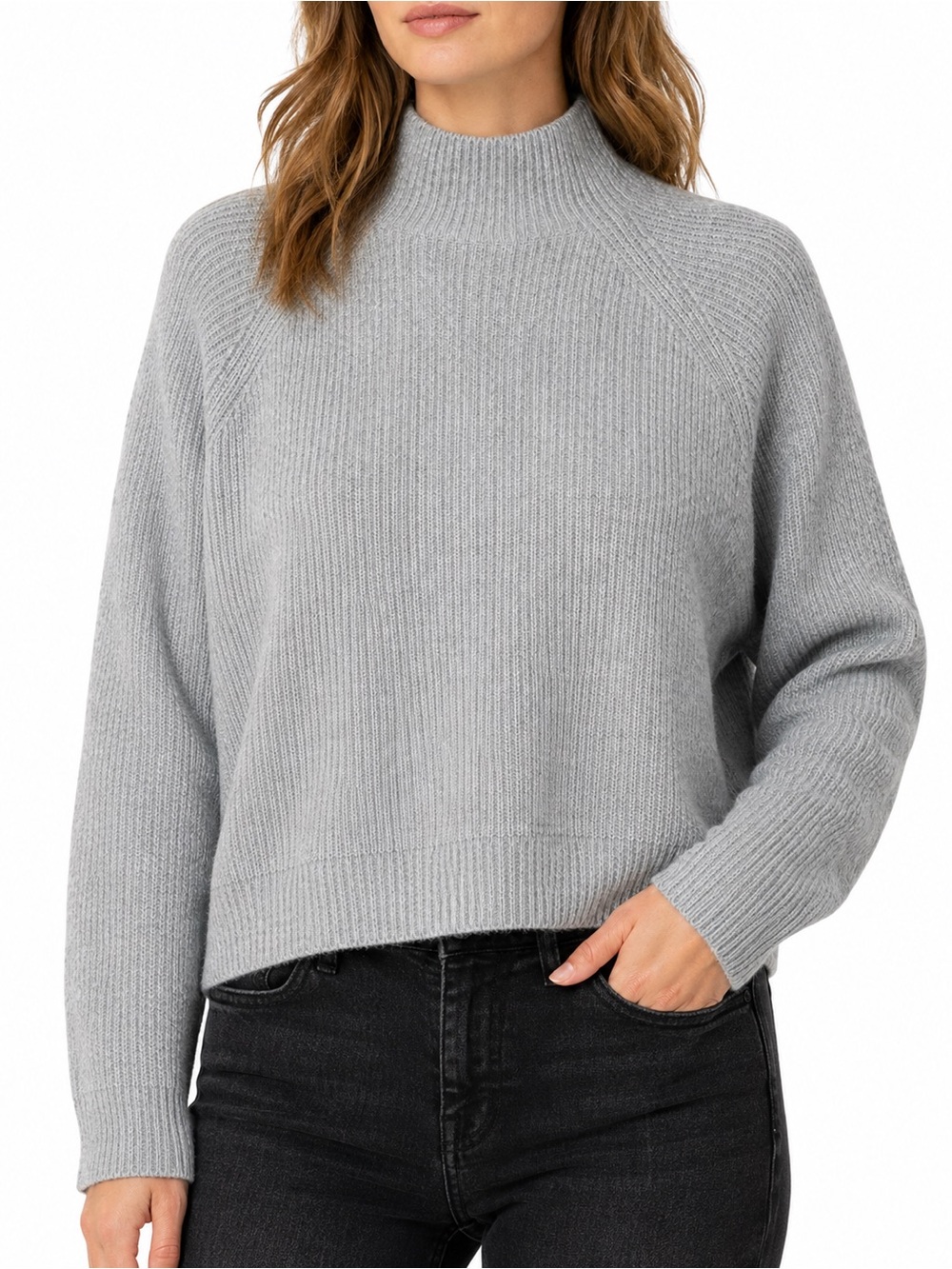 Ted Baker London Grey Ribbed Mock Neck Batwing Sweater L-1X
